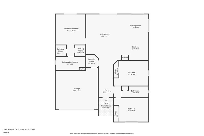 3,850/Mo, 1267 Olympic Cir Greenacres, FL 33413 Floor Plan View