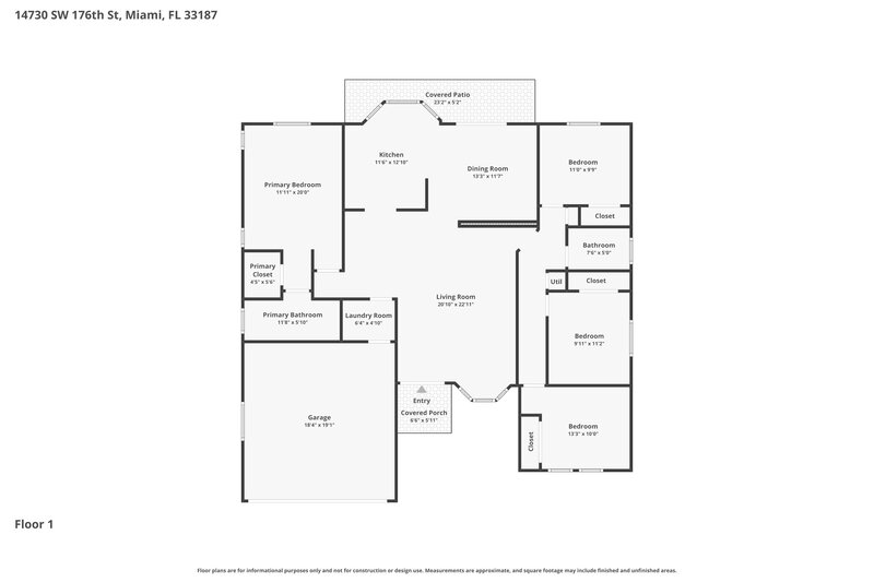 3,325/Mo, 14730 SW 176th St Miami, FL 33187 Floor Plan View