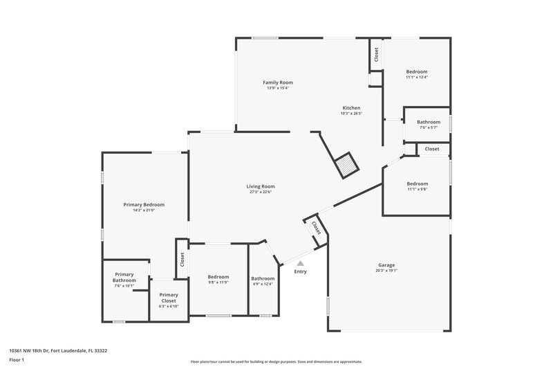 3,320/Mo, 10361 NW 18th Dr Plantation, FL 33322 Floor Plan View