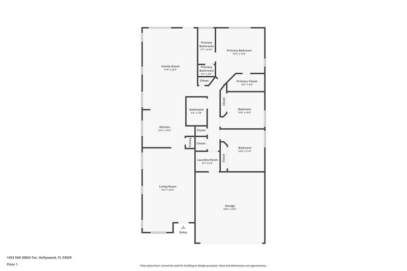 2,885/Mo, 1453 NW 208th Ter Pembroke Pines, FL 33029 Floor Plan View