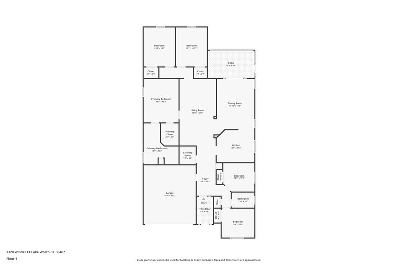 3,160/Mo, 7320 Winder Ct Lake Worth, FL 33467 Floor Plan View