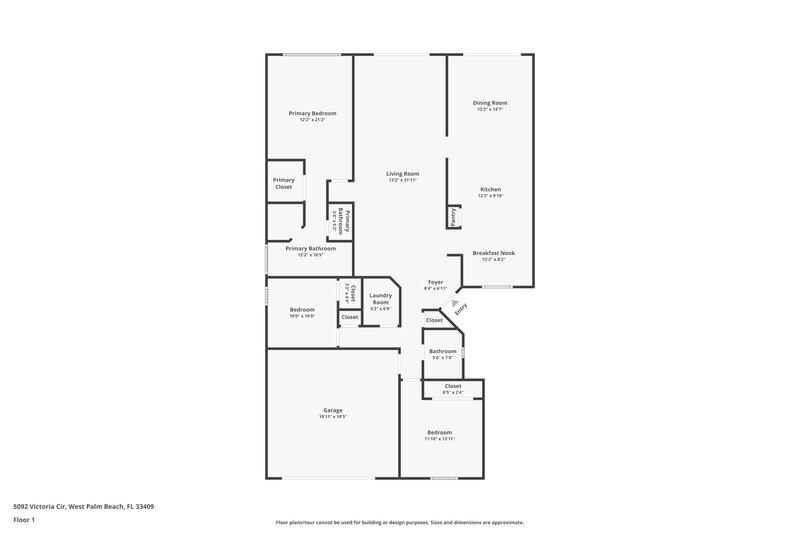 2,665/Mo, 5092 Victoria Cir West Palm Beach, FL 33409 Floor Plan View