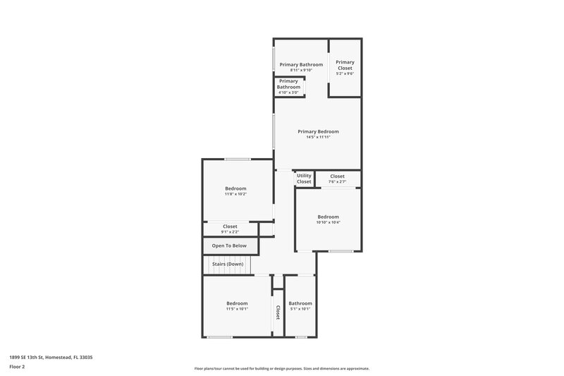 2,330/Mo, 1899 SE 13th St Homestead, FL 33035 Floor Plan View 2