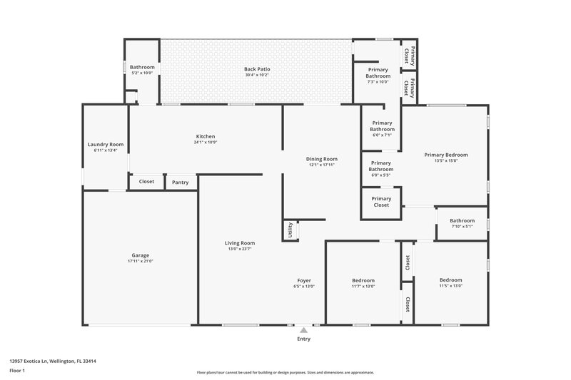 2,830/Mo, 13957 Exotica Ln Wellington, FL 33414 Floor Plan View