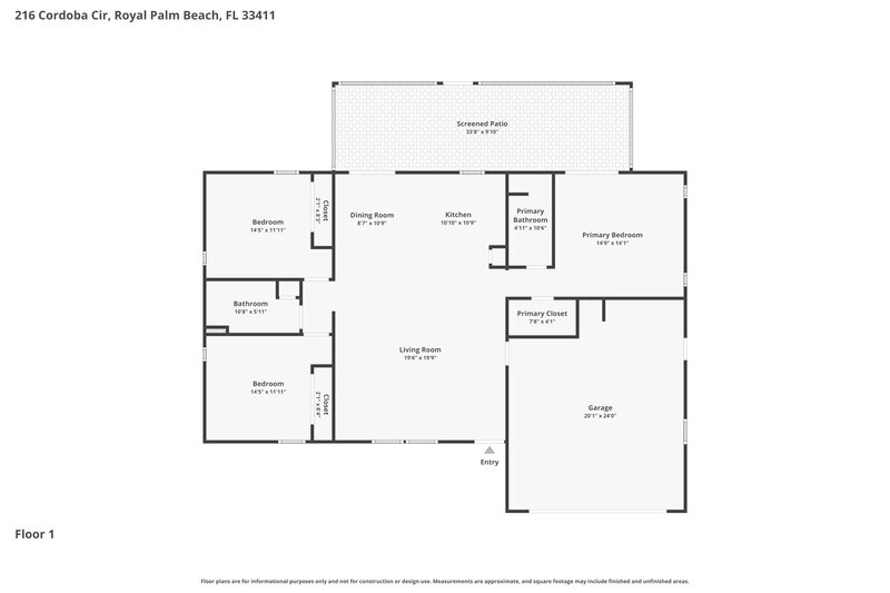3,080/Mo, 216 Cordoba Cir Royal Palm Beach, FL 33411 Floorplan View