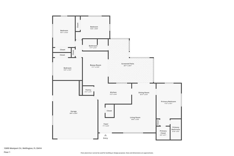 4,170/Mo, 12695 Westport Cir Wellington, FL 33414 Floor Plan View