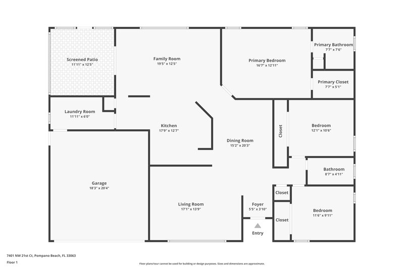 3,205/Mo, 7401 NW 21st Ct Margate, FL 33063 Floor Plan View