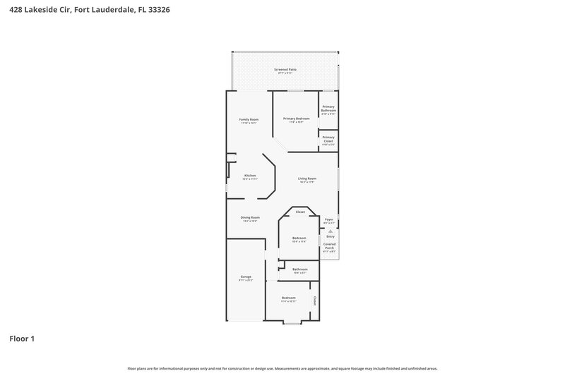 3,310/Mo, 428 Lakeside Cir Sunrise, FL 33326 Floor Plan View