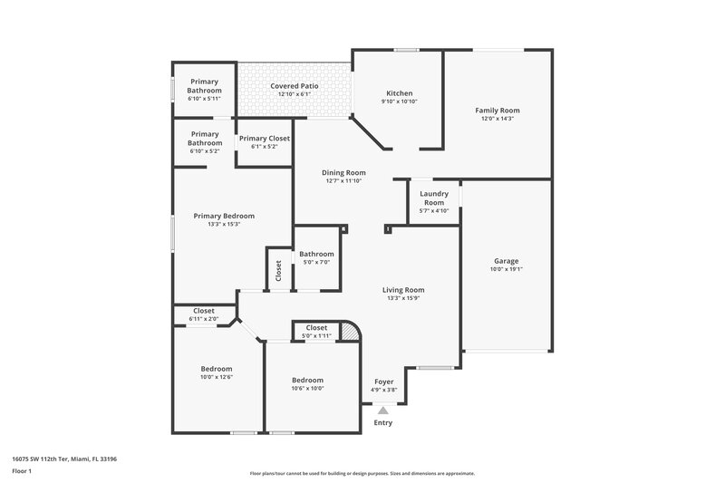 2,695/Mo, 16075 SW 112th Ter Miami, FL 33196 Floor Plan View