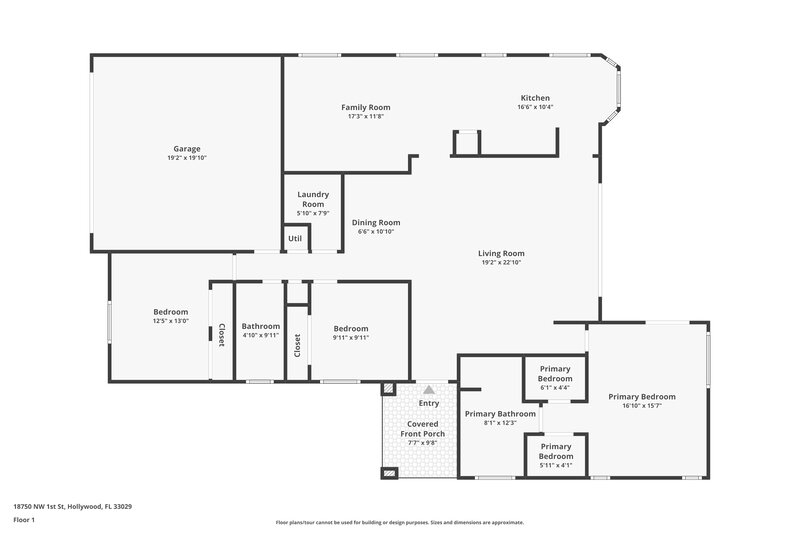 3,275/Mo, 18750 NW 1st St Pembroke Pines, FL 33029 Floor Plan View