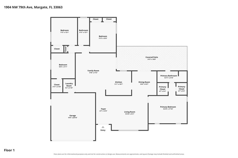 3,680/Mo, 1904 NW 79th Ave Margate, FL 33063 Floor Plan View