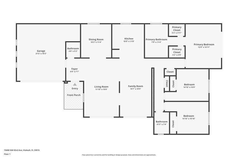 3,165/Mo, 19408 NW 83rd Ave Miami Gardens, FL 33015 Floor Plan View