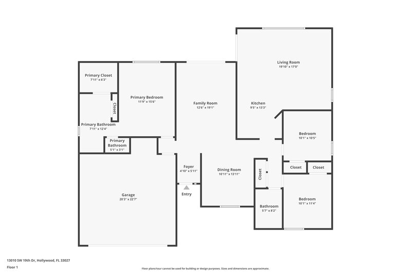 3,370/Mo, 13010 SW 19th Dr Miramar, FL 33027 Floor Plan View