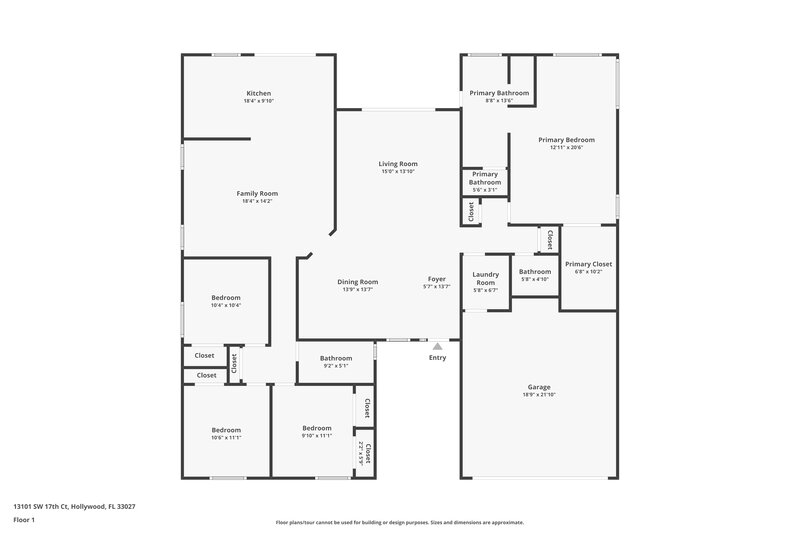 3,415/Mo, 13101 SW 17th Ct Miramar, FL 33027 Floor Plan View