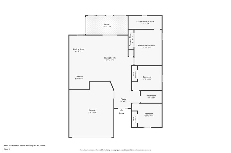 2,585/Mo, 1412 Waterway Cove Dr Wellington, FL 33414 Floor Plan View
