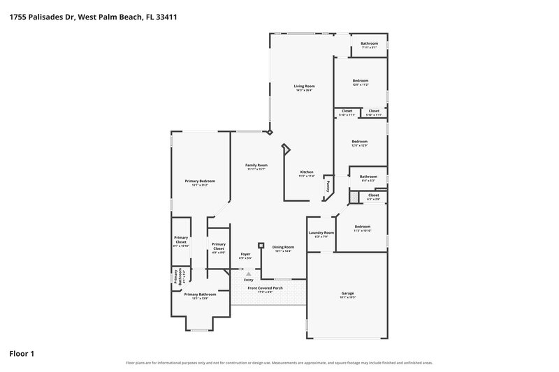 3,650/Mo, 1755 Palisades Dr West Palm Beach, FL 33411 Floor Plan View