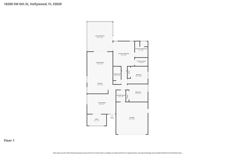 3,950/Mo, 18200 SW 6th St Pembroke Pines, FL 33029 Floor Plan View