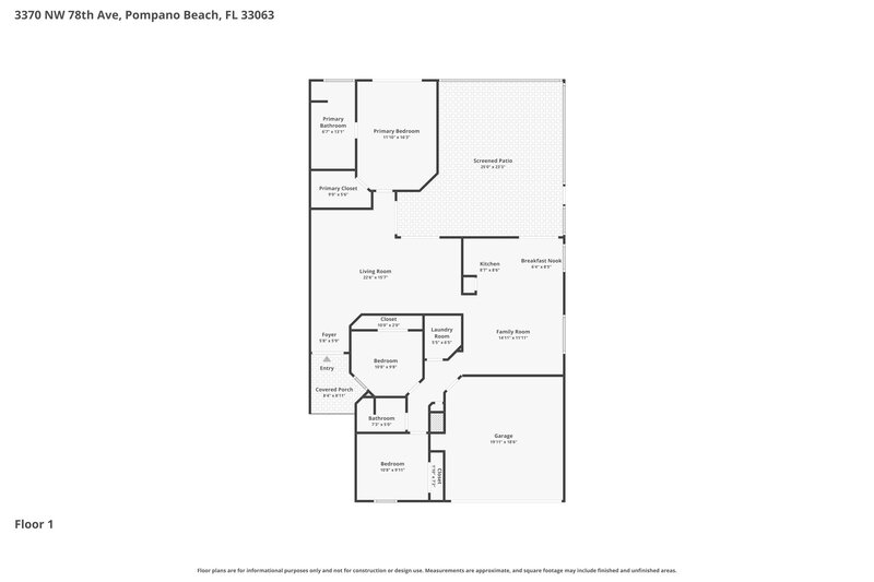 3,315/Mo, 3370 NW 78th Ave Margate, FL 33063 Floor Plan View