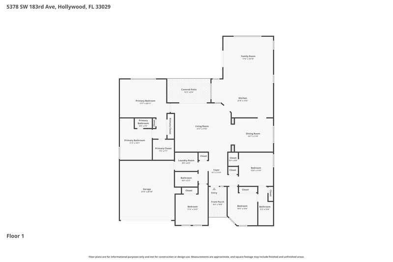 5,520/Mo, 5378 SW 183rd Ave Miramar, FL 33029 Floor Plan View