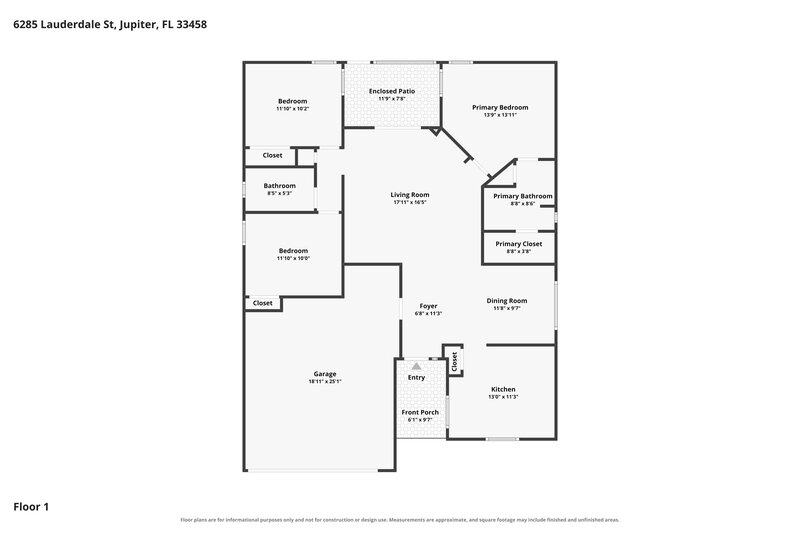 3,630/Mo, 6285 Lauderdale St Jupiter, FL 33458 Floor Plan View