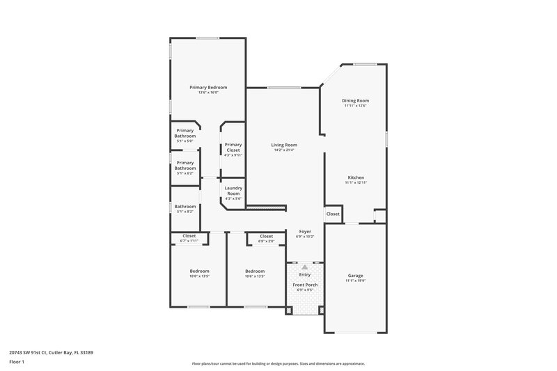 2,485/Mo, 20743 SW 91st Ct Cutler Bay, FL 33189 Floor Plan View