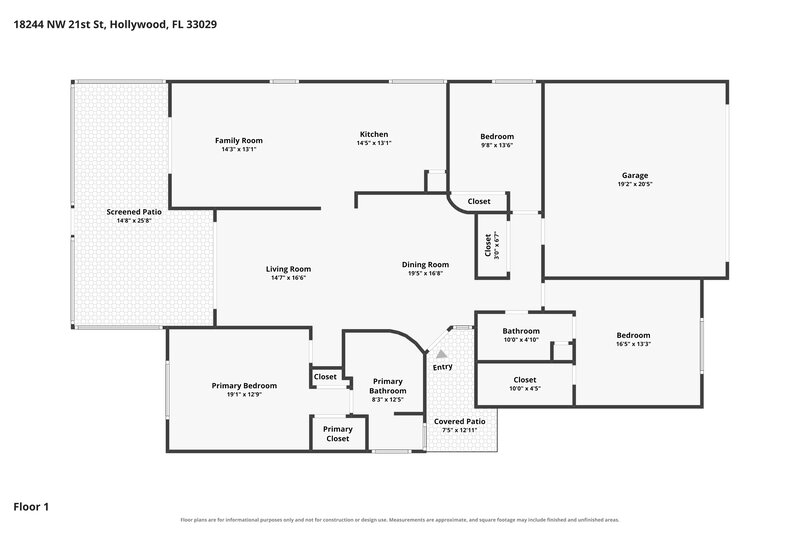 3,350/Mo, 18244 NW 21st St Pembroke Pines, FL 33029 Floor Plan View