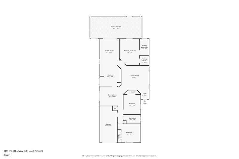 3,195/Mo, 1235 NW 192nd Way Pembroke Pines, FL 33029 Floorplan View