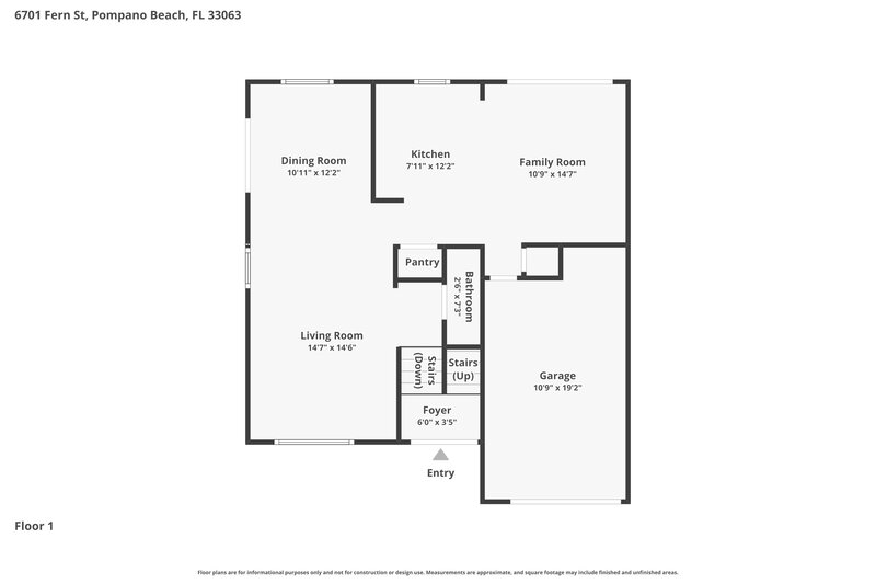 3,130/Mo, 6701 Fern St Margate, FL 33063 Floor Plan View