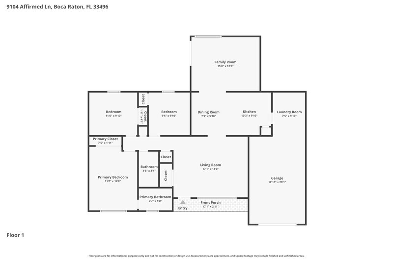 2,995/Mo, 9104 Affirmed Ln Boca Raton, FL 33496 Floor Plan View