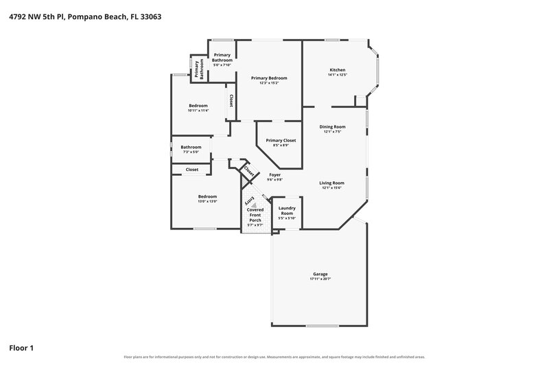 3,055/Mo, 4792 NW 5th Pl Coconut Creek, FL 33063 Floorplan View