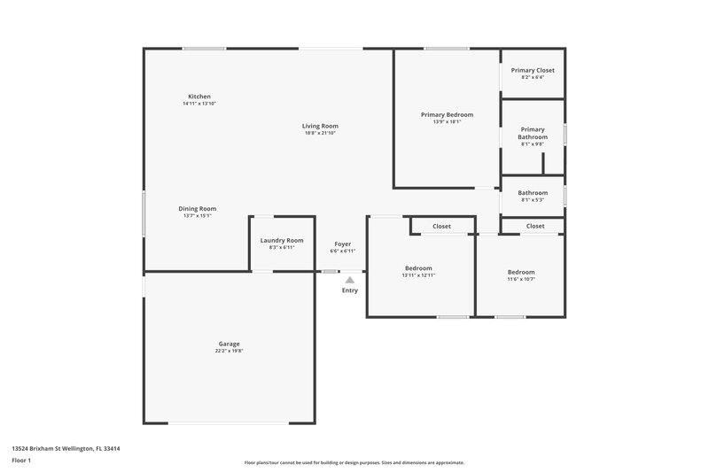 2,910/Mo, 13524 Brixham St Wellington, FL 33414 Floor Plan View