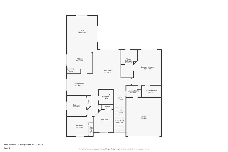 4,255/Mo, 5339 NW 99th Ln Coral Springs, FL 33076 Floor Plan View