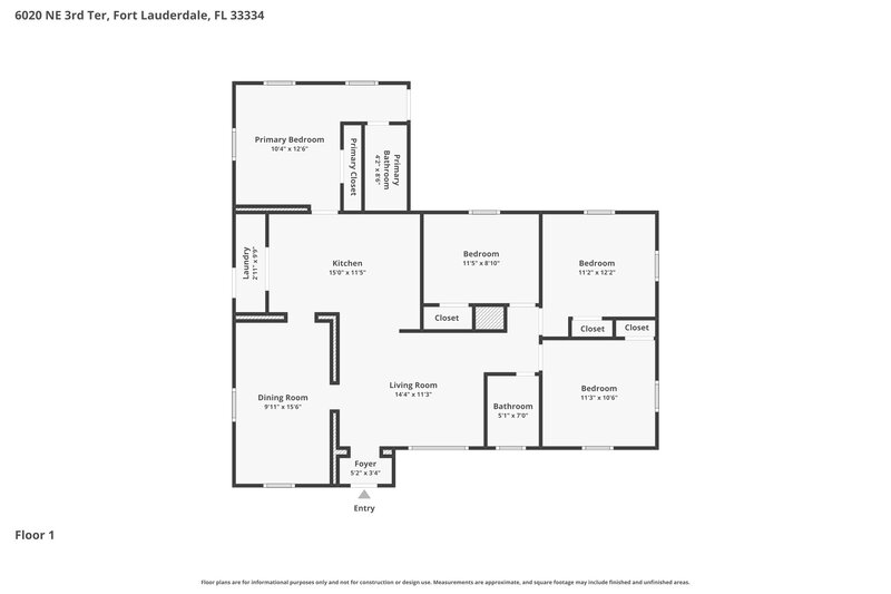 3,095/Mo, 6020 NE 3rd Ter Oakland Park, FL 33334 Floor Plan View