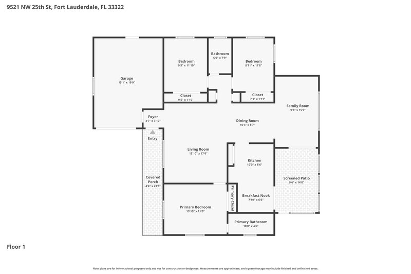 3,085/Mo, 9521 NW 25th St Sunrise, FL 33322 Floor Plan View