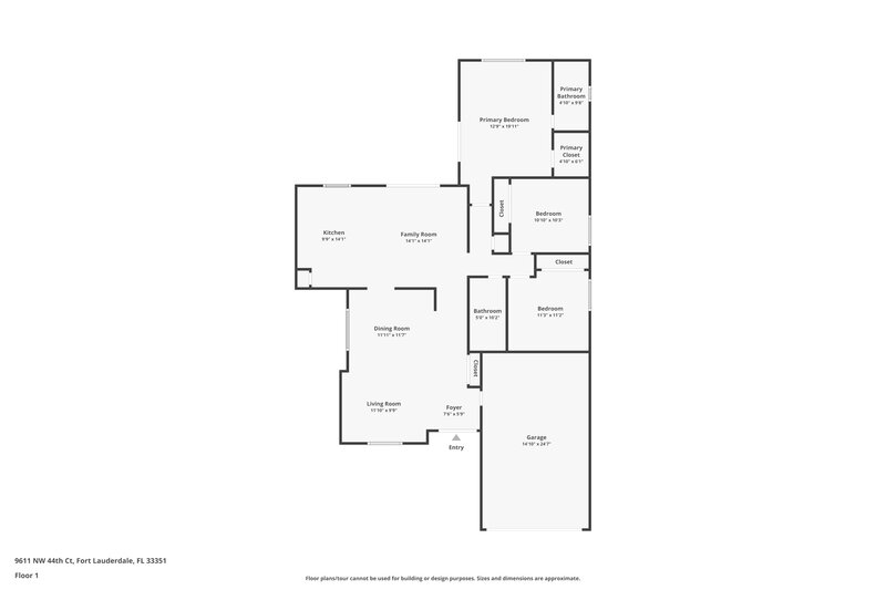 3,115/Mo, 9611 NW 44th Ct Sunrise, FL 33351 Floor Plan View