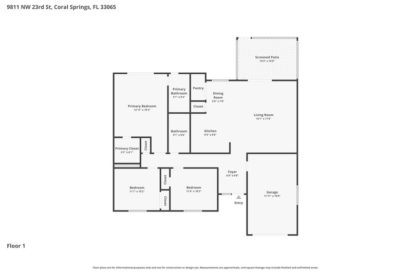 3,495/Mo, 9811 NW 23rd St Coral Springs, FL 33065 Floor Plan View