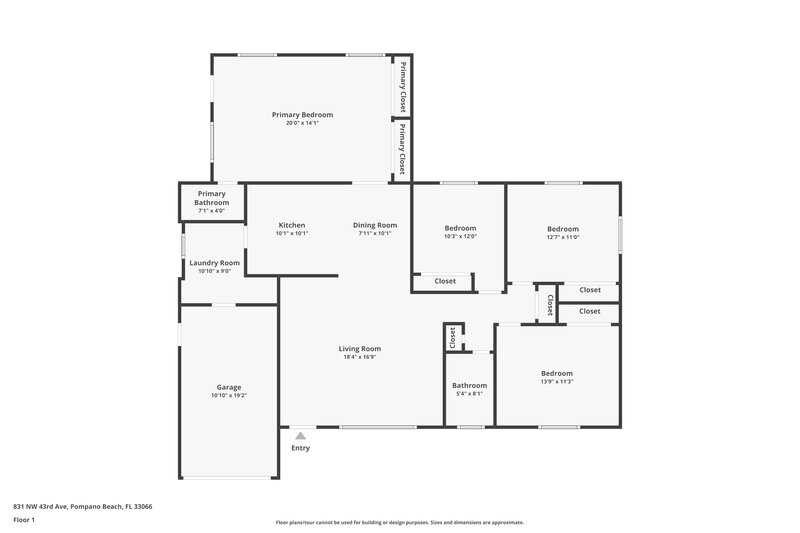 3,045/Mo, 831 NW 43rd Ave Coconut Creek, FL 33066 Floor Plan View