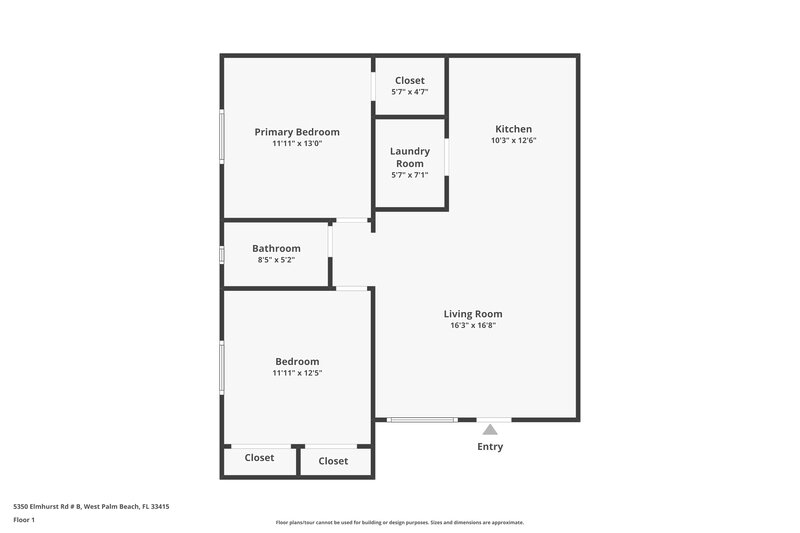 1,755/Mo, 5350 Elmhurst Rd Apt B West Palm Beach, FL 33417 Floor Plan View
