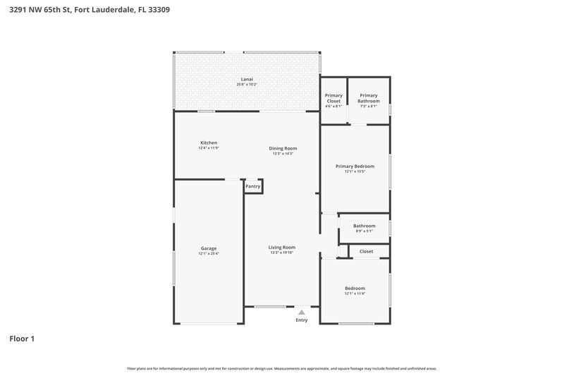 3,155/Mo, 3291 NW 65th St Fort Lauderdale, FL 33309 Floor Plan View
