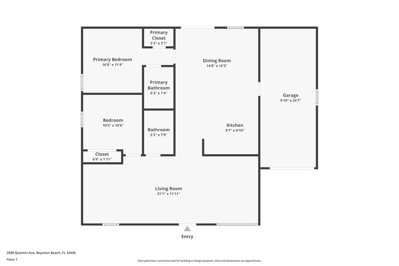 2,345/Mo, 3589 Quentin Ave Boynton Beach, FL 33436 Floor Plan View