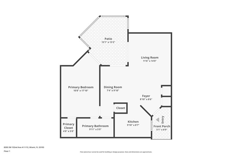 1,740/Mo, 8205 Sw 152Nd Ave # F-112 Miami, FL 33193 Floor Plan View