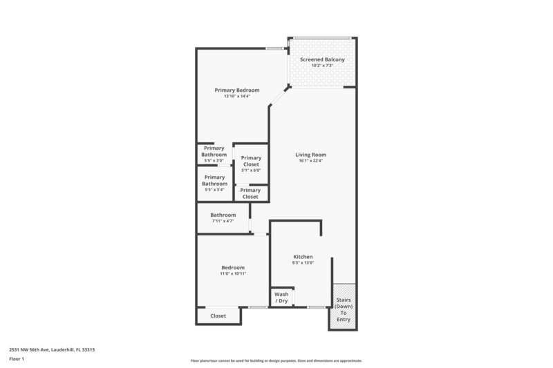 1,810/Mo, 2531 Nw 56Th Ave 110 Lauderhill, FL 33313 Floorplan View