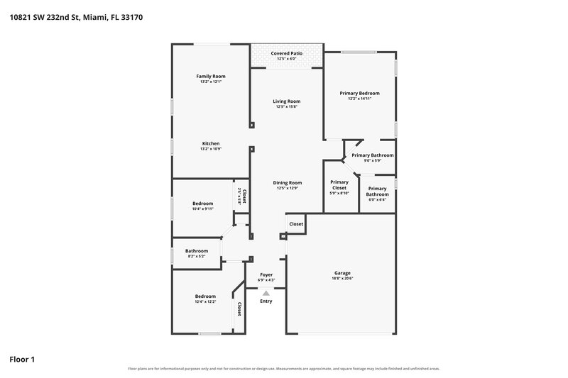 2,860/Mo, 10821 SW 232nd St Miami, FL 33170 Floor Plan View