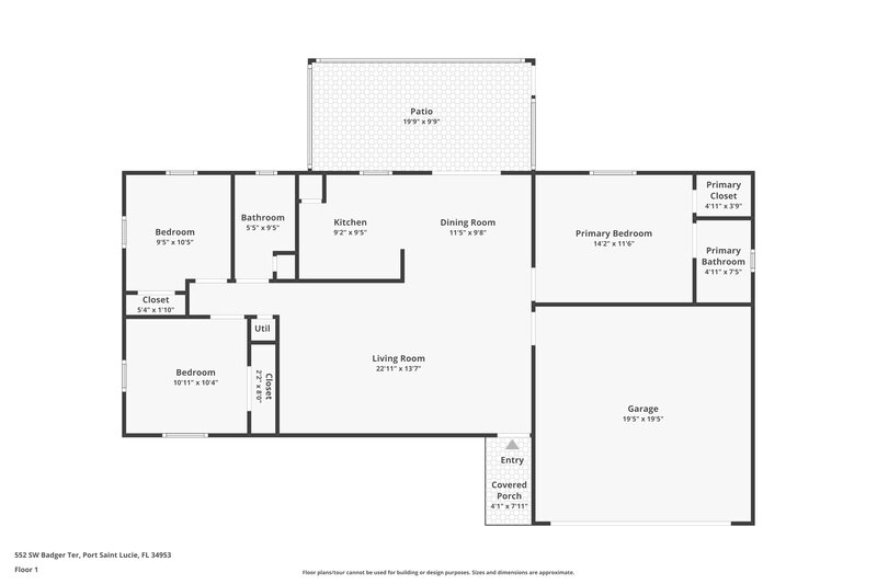2,115/Mo, 552 SW Badger Terrace Port St Lucie, FL 34953 Floor Plan View