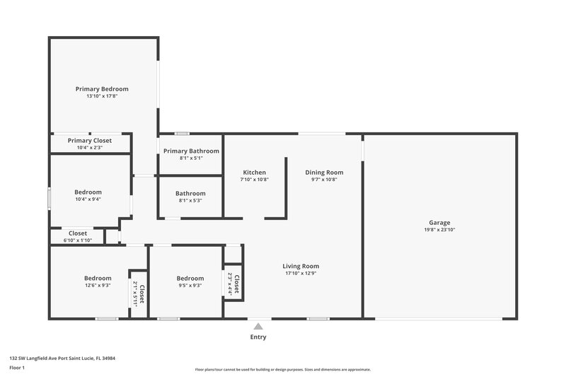 2,185/Mo, 132 SW Langfield Ave Port St Lucie, FL 34984 Floor Plan View