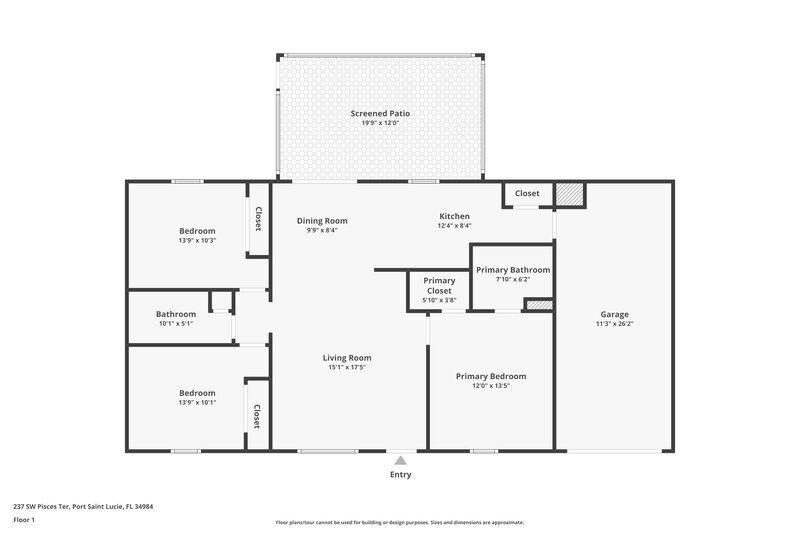 2,510/Mo, 237 SW Pisces Terrace Port St Lucie, FL 34984 Floor Plan View