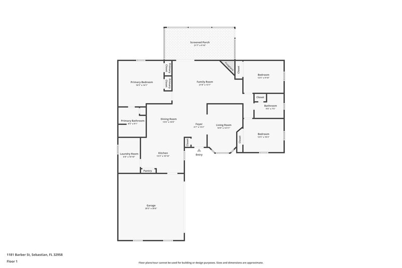 2,015/Mo, 1181 Barber St Sebastian, FL 32958 Floor Plan View