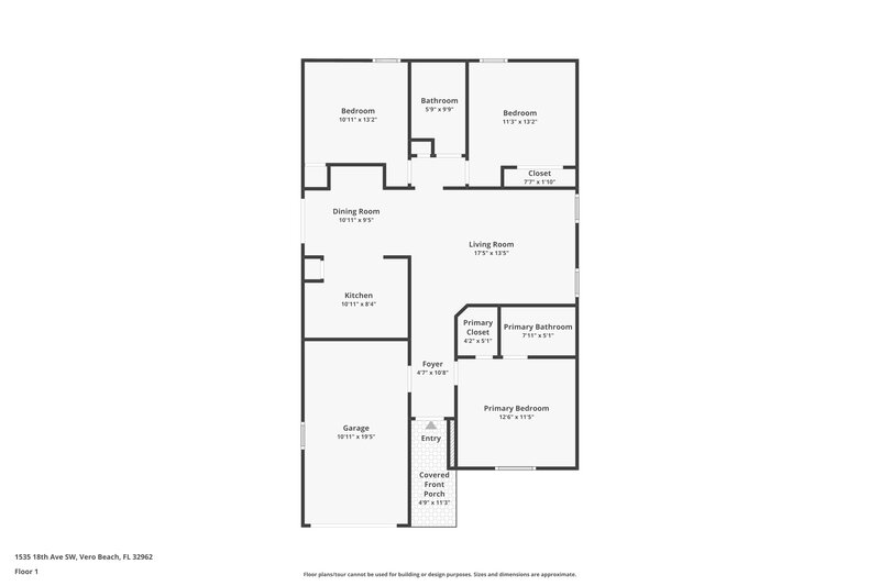 1,835/Mo, 1535 18th Ave SW Vero Beach, FL 32962 Floor Plan View