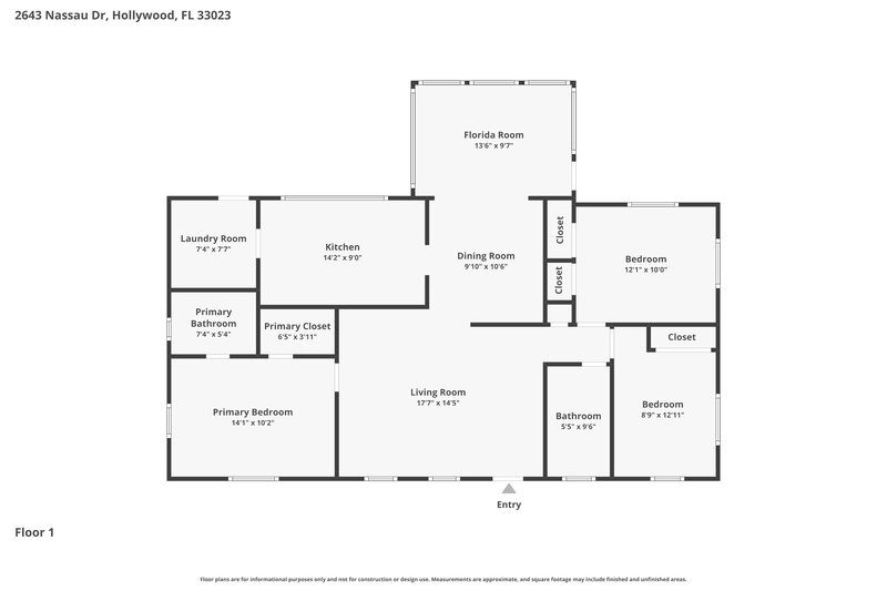 2,880/Mo, 2643 Nassau Dr Miramar, FL 33023 Floor Plan View