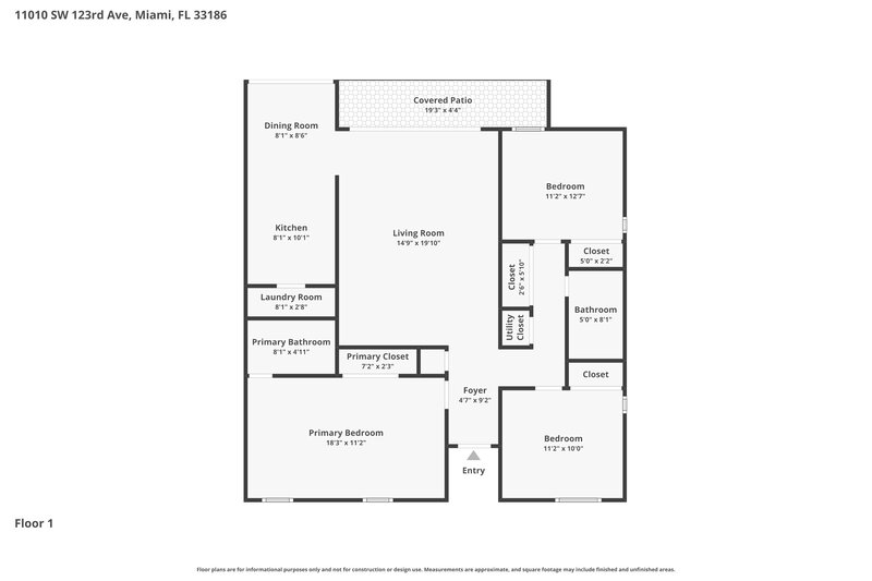 2,880/Mo, 11010 SW 123rd Ave Miami, FL 33186 Floor Plan View